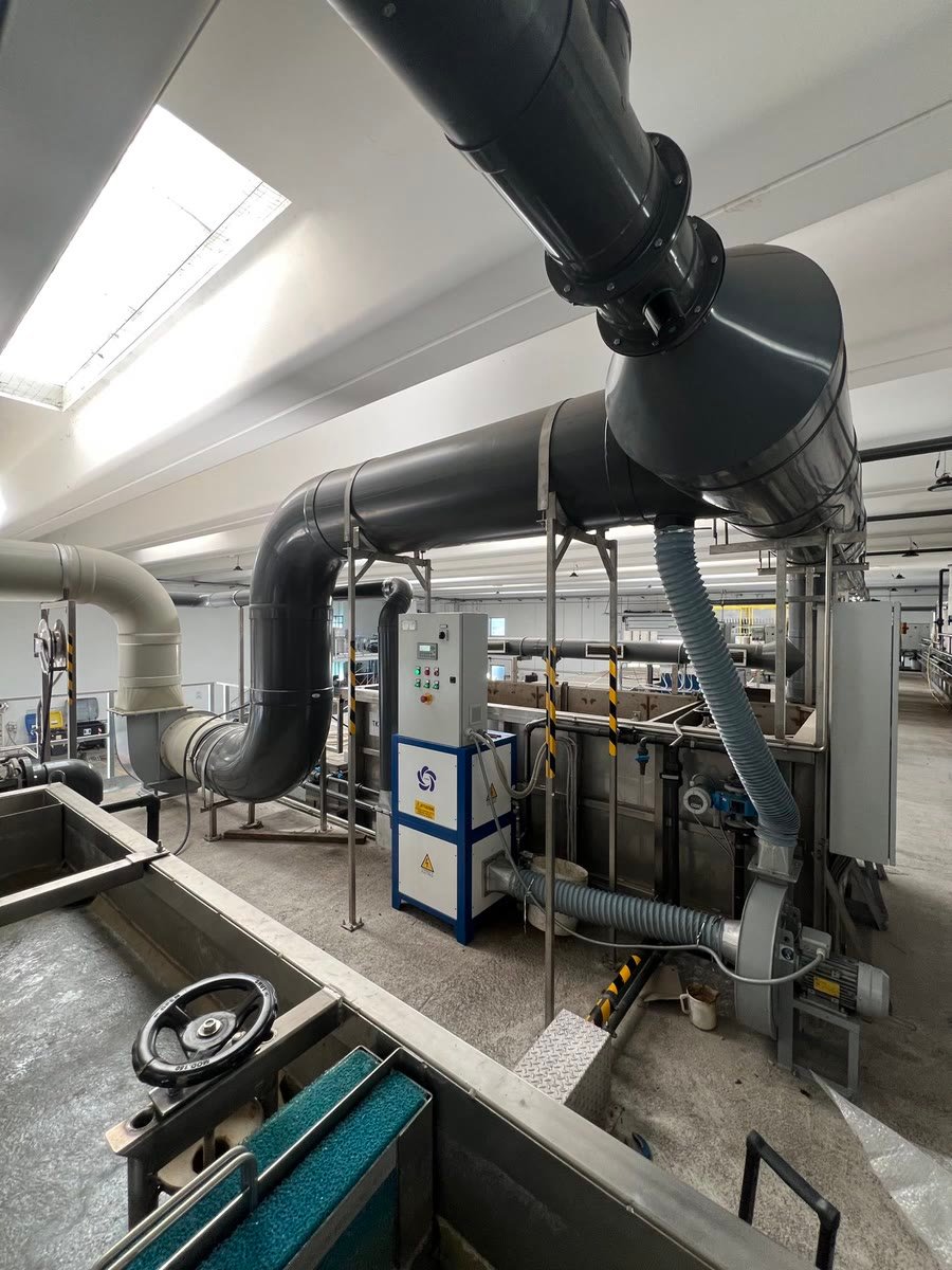 A PURA unit and process ductwork inside a production hall