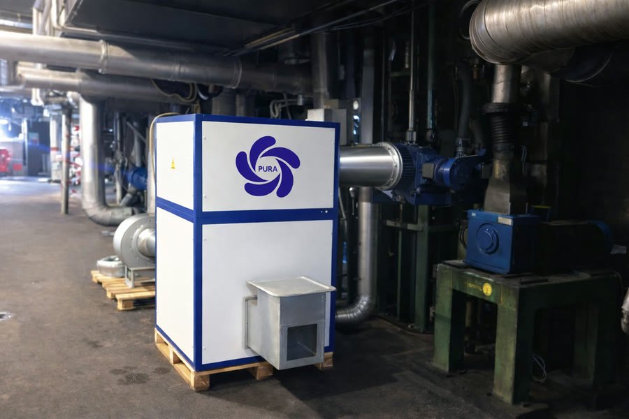 A PURA unit standing among process pipework inside a plant